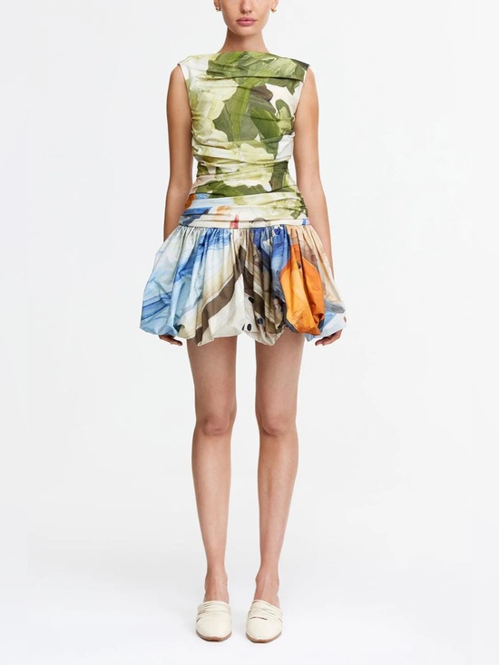 Acler Dresses & Skirts - Acler Nershall Floral-Print Mini Dress in Green, Blue & Orange